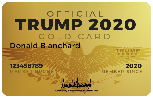 Official Trump 2020 Gold Card