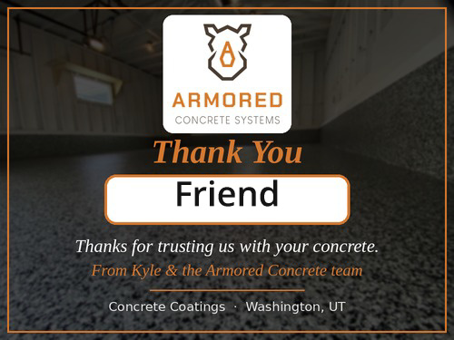 Thank you card from Kyle and the Armored Concrete Systems team