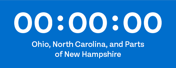 Key State Poll Closure Countdown - Ohio, North Carolina, and Parts of New Hampshire