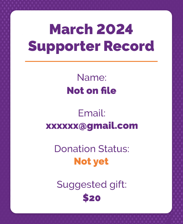 A graphic showing the supporters donation record. 