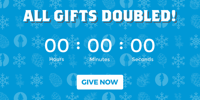 Clock counting down to January 1, 2023. Text: All Gifts Doubled until December 31st. Give Now