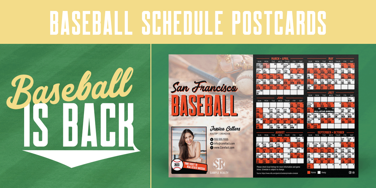 Real Estate Baseball Schedule Postcards